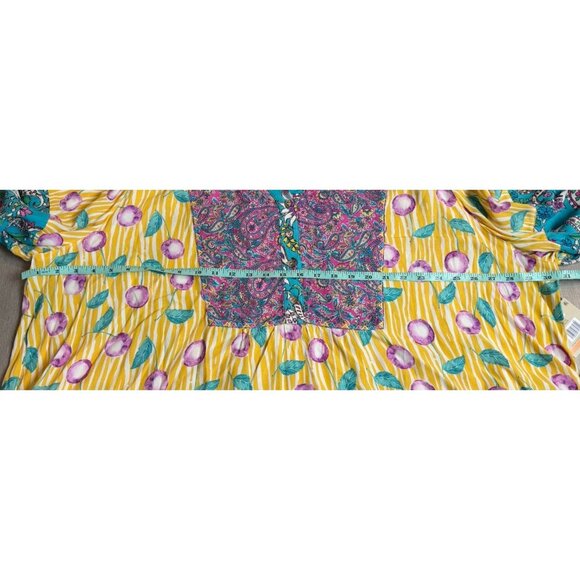 John Mark Womens 3X Cherries Paisley Patchwork Yellow Teal Tunic NWT - Picture 10 of 12